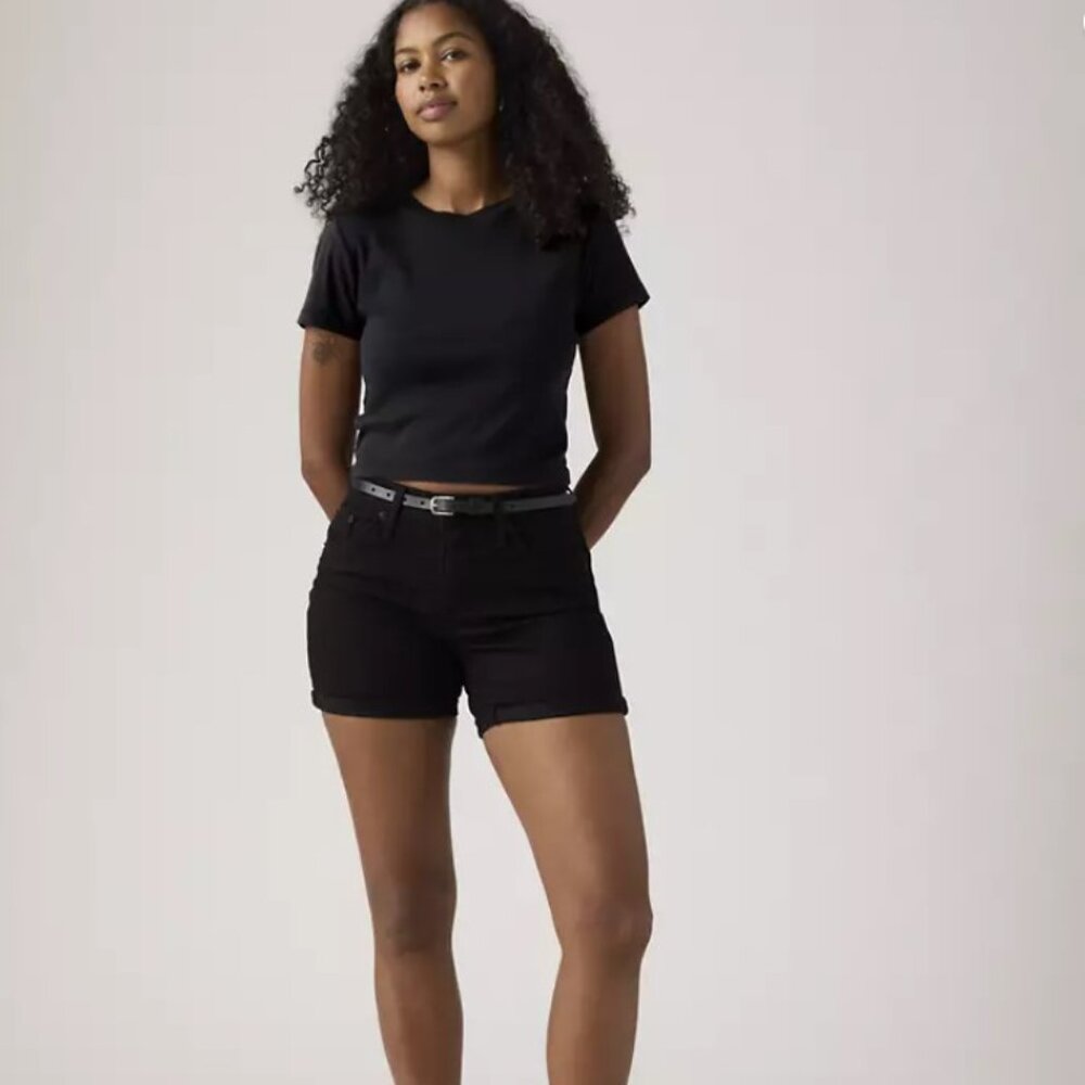 Levi's Black Mid-Length Rolled Jean Shorts size 31